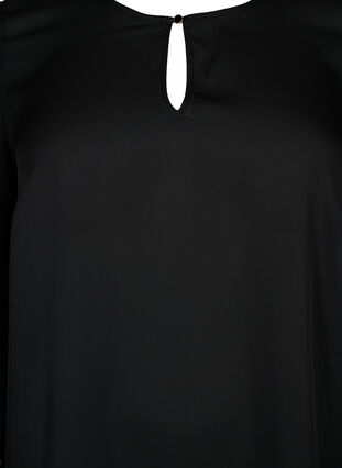 Ensfarget bluse med lange ermer, Black, Packshot image number 2
