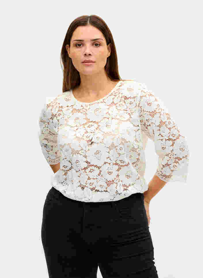 Blondebluse med 3/4-ermer, Snow White, Model