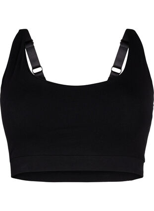 Zizzi 2-pack BH-topp i bomull med justerbare stropper, Purple Rose/Black, Packshot image number 3