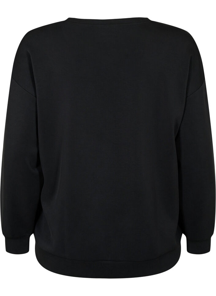 Sweatshirt med teksttrykk, Black, Packshot image number 1
