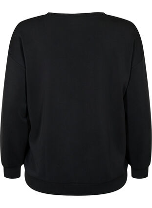 Sweatshirt med teksttrykk, Black, Packshot image number 1