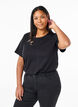 T-skjorte i økologisk bomull med sløyfedetaljer, Black, Model image number 0