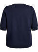 Finstrikket bluse med korte ermer, Bl&aring;, Packshot image number 1