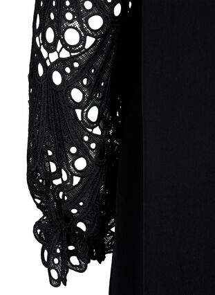 Kjole i viskose med crochet ermer, Black, Packshot image number 3