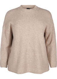 Genser med stripemønster og lange ermer, Simply Taupe Mel.