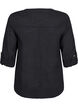 Bomullsbluse med V-hals, Svart, Packshot image number 1