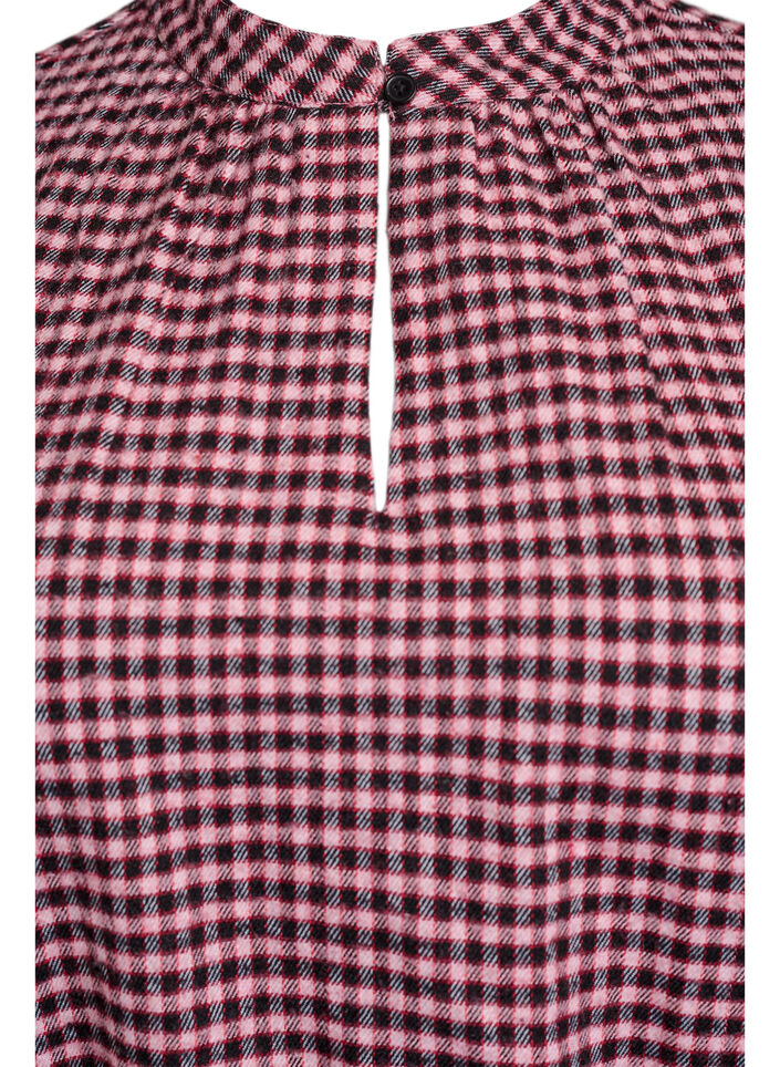 Kort rutete kjole med knytebelte, Rød, Packshot image number 2