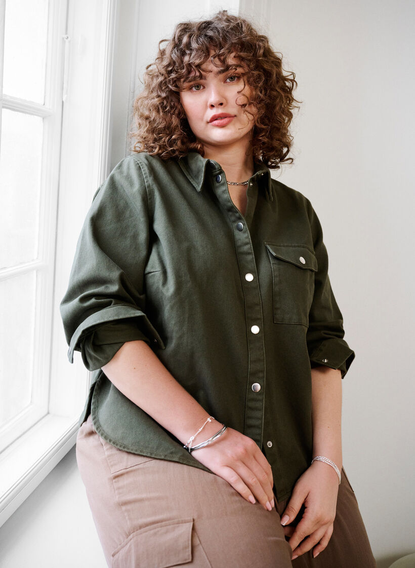 Canvasjakke med knapper, Forest Night, Image image number 0