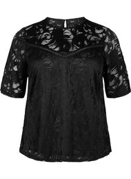 Blondebluse med korte ermer, Black