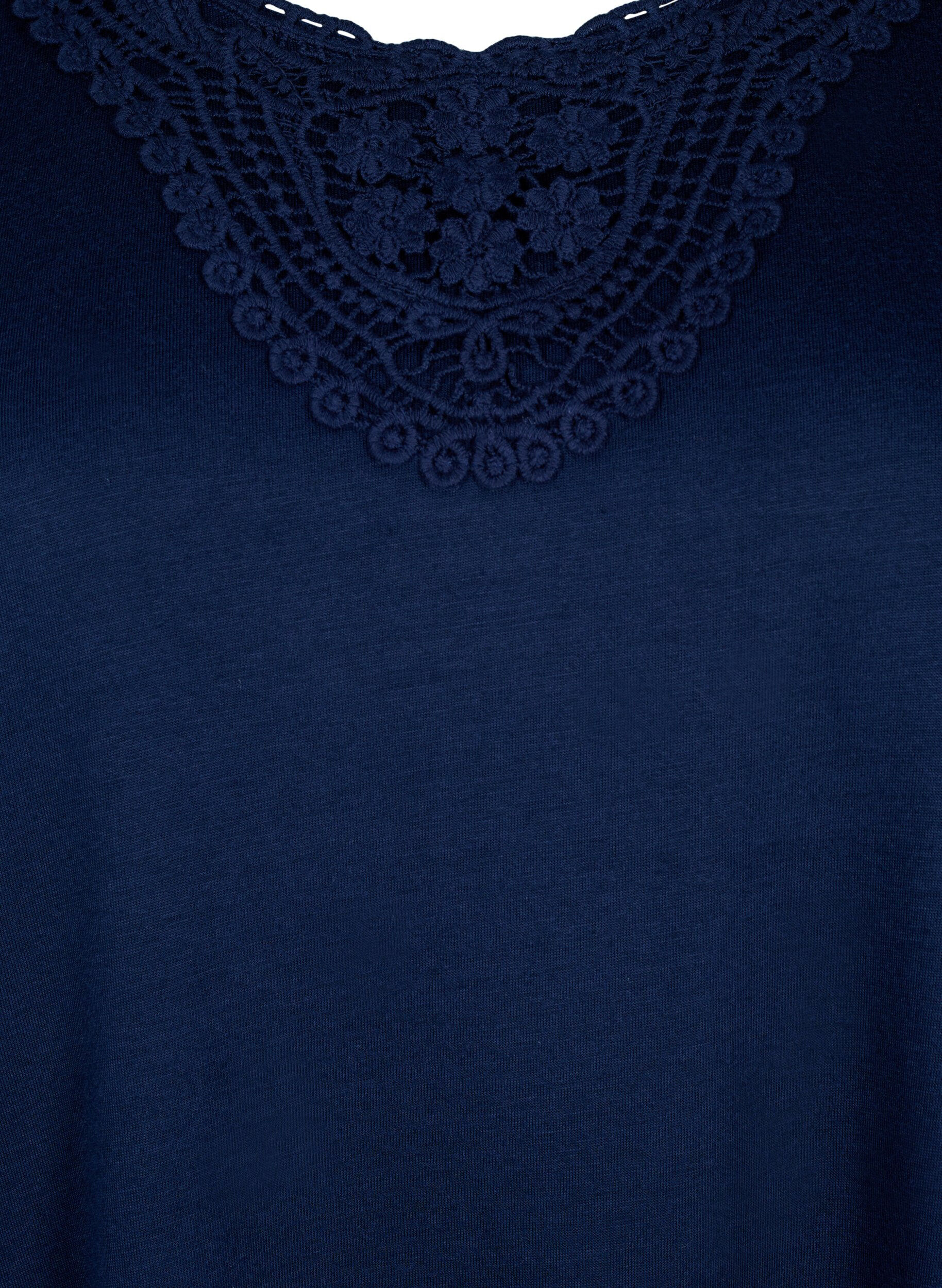 Zizzi Ermel&oslash;s topp med blonder, Navy Blazer, Packshot image number 2