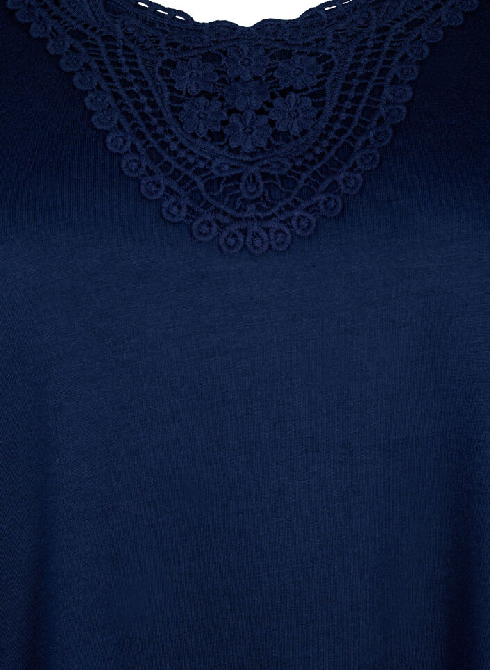 Ermeløs topp med blonder, Navy Blazer, Packshot image number 2