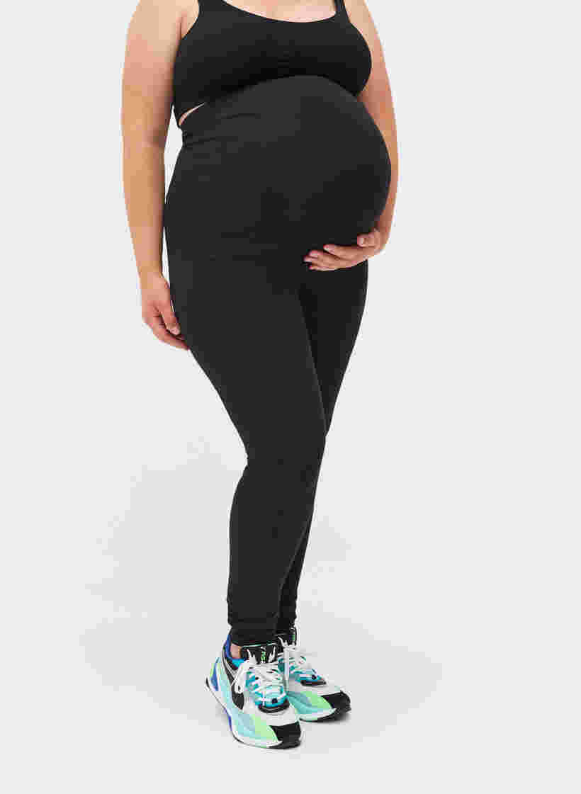 Leggings til gravide i bomullsmiks, Black, Model image number 2