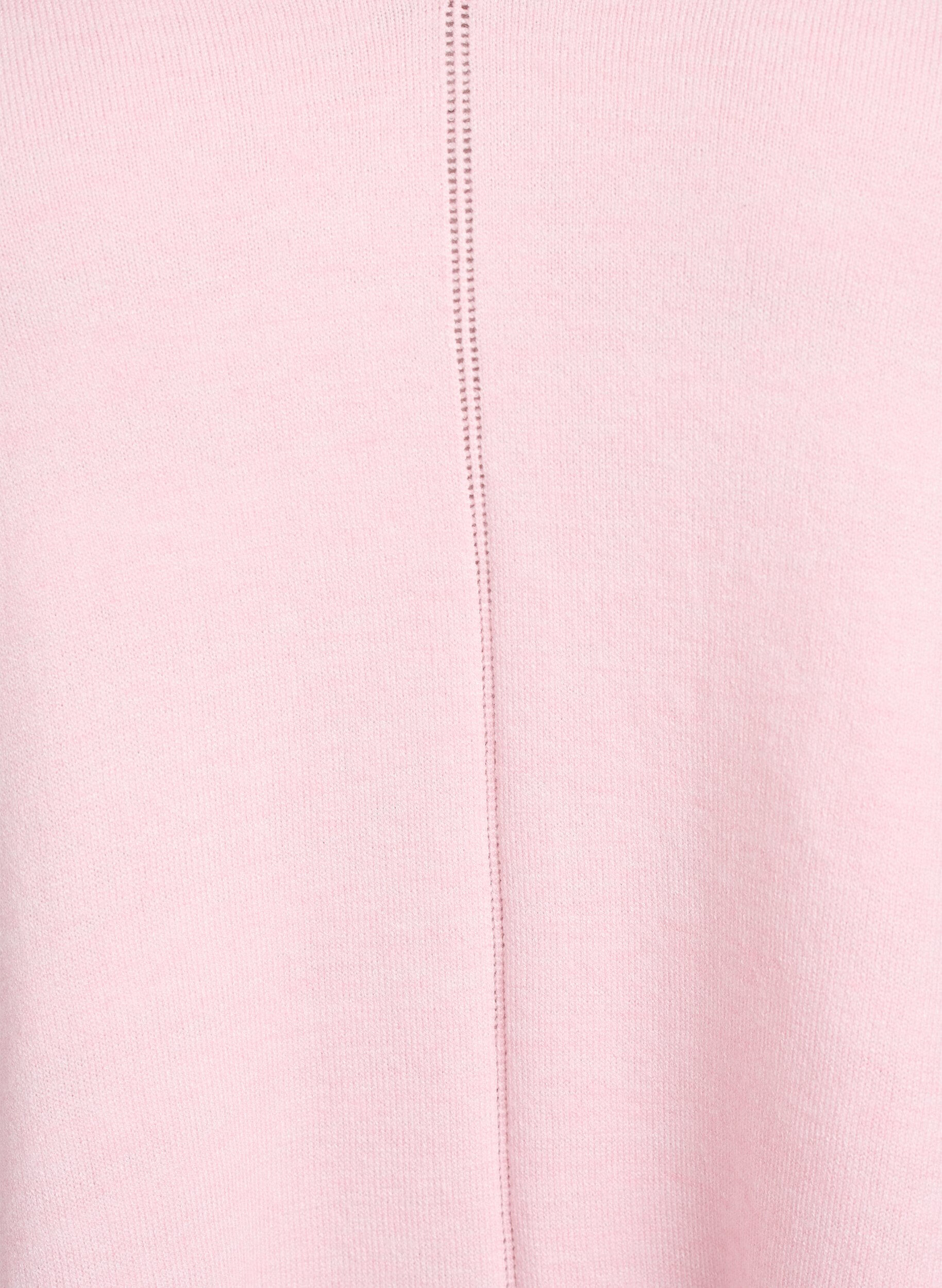 Zizzi Finstrikket bluse med V-hals og detalj foran, Rosa, Packshot image number 2