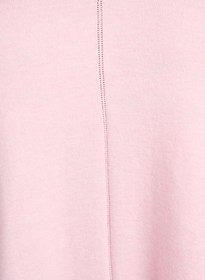Finstrikket bluse med V-hals og detalj foran, Rosa, Packshot image number 2