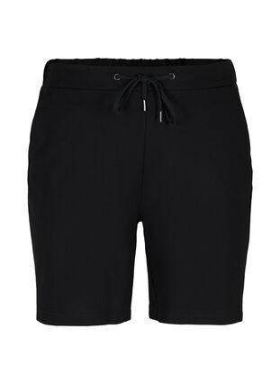 Løse shorts med knyting og lommer, Black, Packshot image number 0
