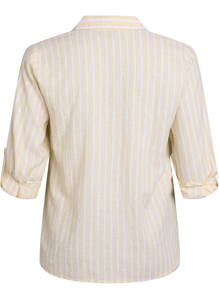 Skjorte i lin og viskose med 3/4 ermer, Beige, Packshot image number 1