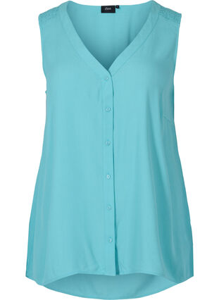 Viskosetopp med knapper, Aqua Sea, Packshot image number 0