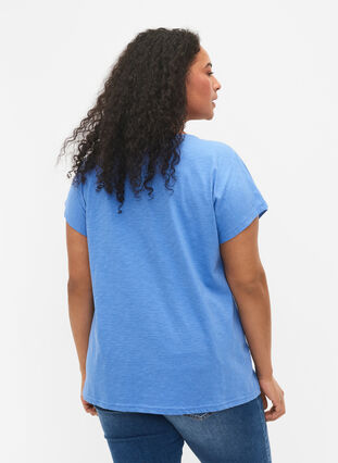 T-skjorte i bomull med mønsterdetalj, Ultramarine C Leaf, Model image number 1