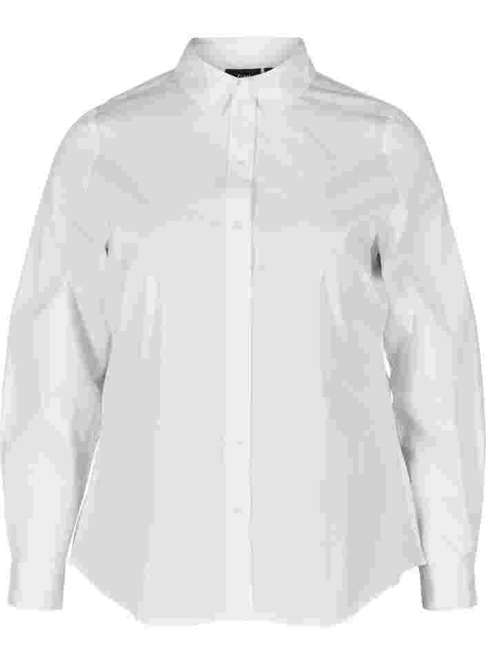 Økologisk bomullsskjorte med krave og knapper, White, Packshot image number 0