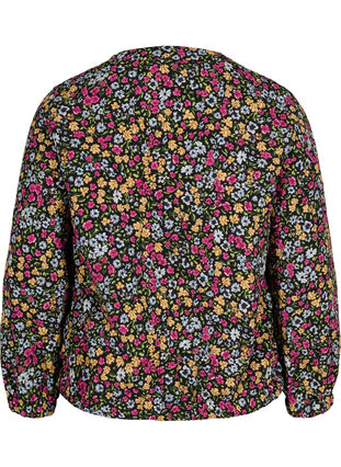 Kort jakke med lommer og blomstermønster, Black Ditzy Flower, Packshot image number 1