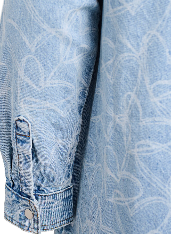 Denimkjole med hjerte-mønster, Blå, Packshot image number 3