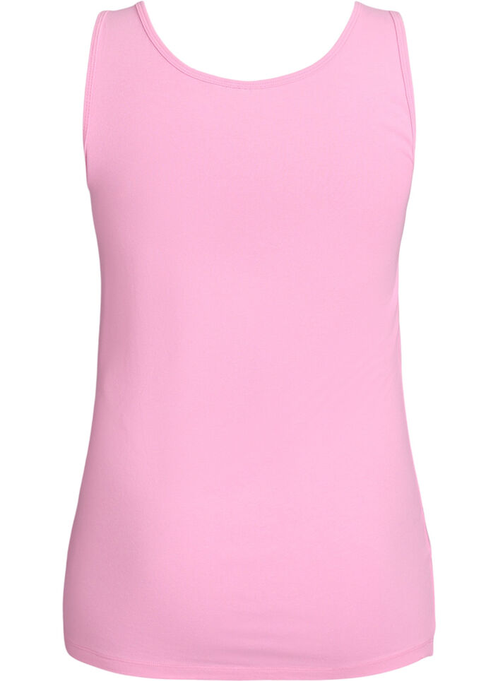 Ensfarget basic topp i bomull, Rosa, Packshot image number 1