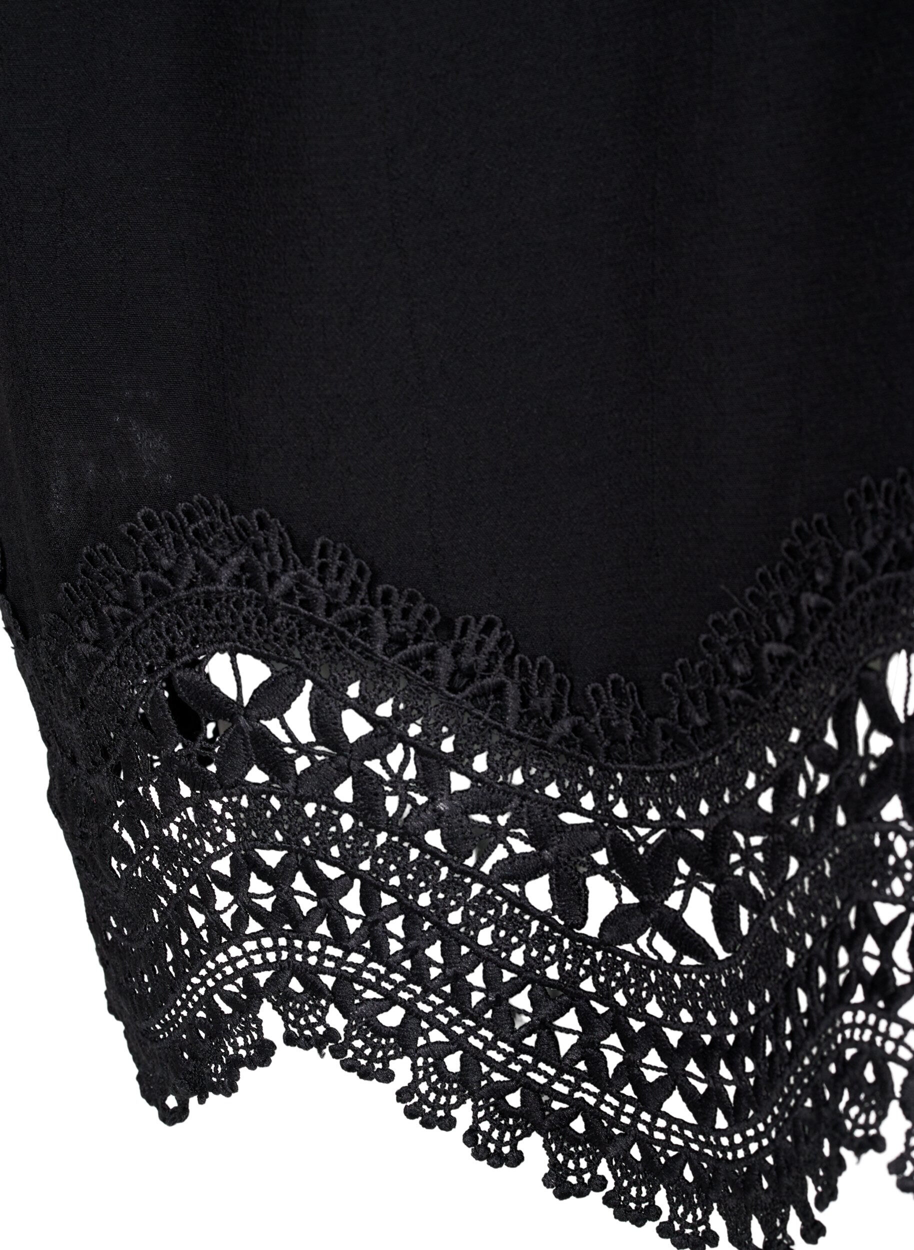 Zizzi Kjole i viskose med broderte detaljer, Black, Packshot image number 3