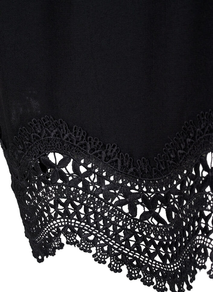 Kjole i viskose med broderte detaljer, Black, Packshot image number 3