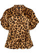 Bluse med leopardtrykk og volangdetaljer, Brun, Packshot image number 0