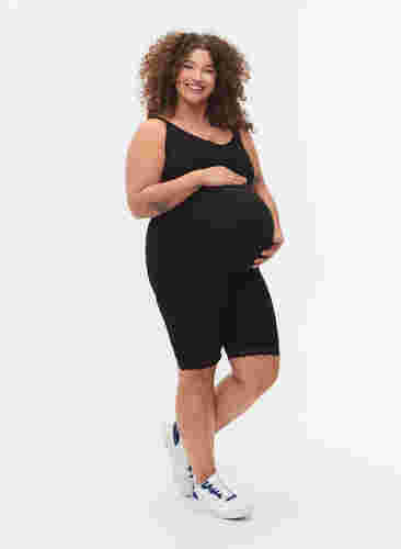 Sykkelshorts til gravide med blondekant, Black, Model image number 2