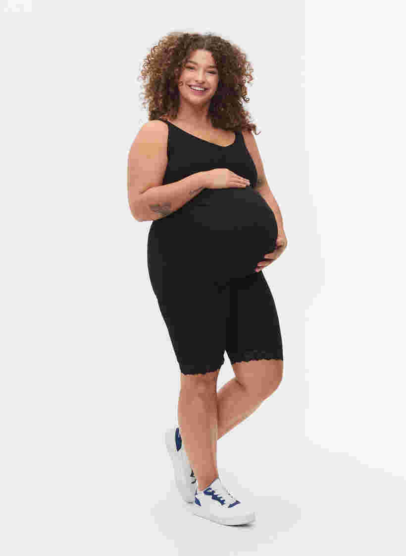 Sykkelshorts til gravide med blondekant, Black, Model image number 2