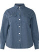 Stripete denimskjorte med brystlommer, Blue Denim Stripe, Packshot image number 0