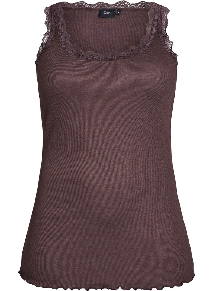 Topp med blondekant, Brun, Packshot image number 0