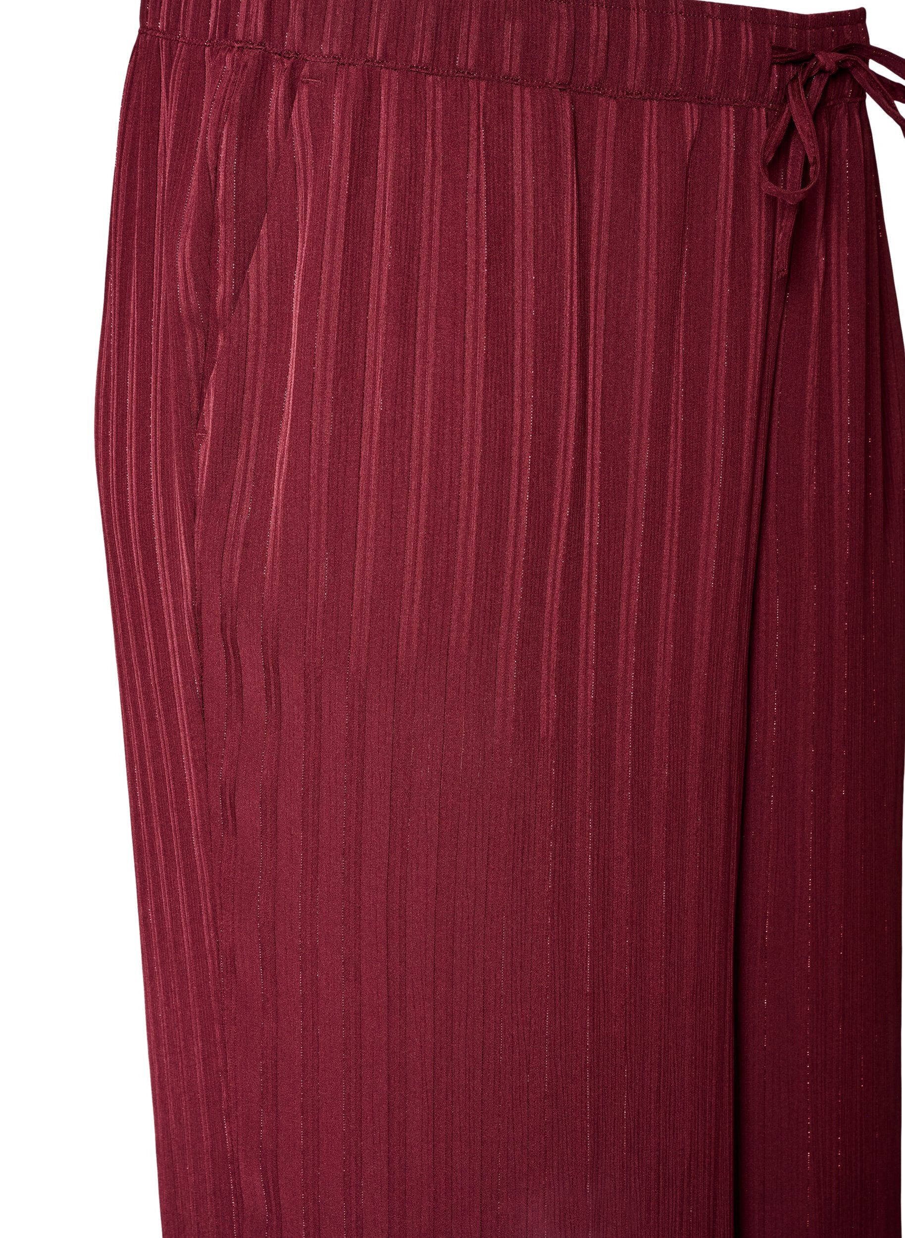 ZizziBukser med teksturerte striper og straight fit, R&oslash;d, Packshot image number 2