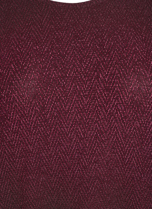 Zizzi Bluse med glittermønster og 3/4 ermer, Mørk Bordeaux, Packshot image number 2