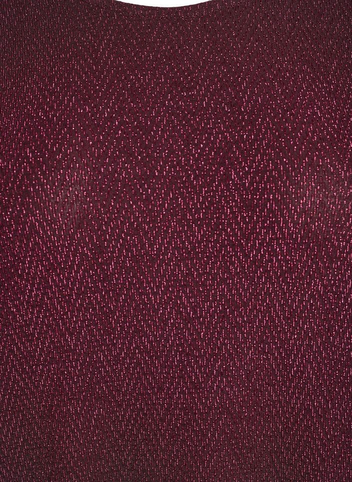 Bluse med glittermønster og 3/4 ermer, Mørk Bordeaux, Packshot image number 2