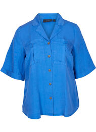 Kortermet skjorte med brystlommer, Dazzling Blue