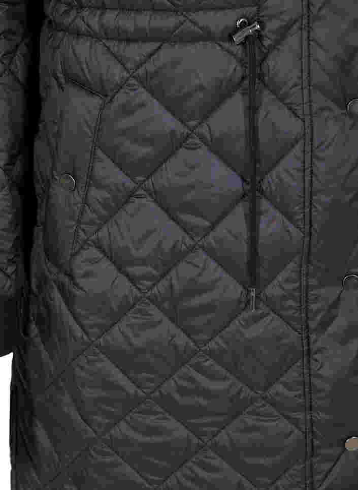 Lett jakke med quiltet mønster og hette, Black, Packshot image number 3