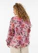 Bluse med blomstertrykk, V-hals og rysjede ermer, Rosa, Model image number 2