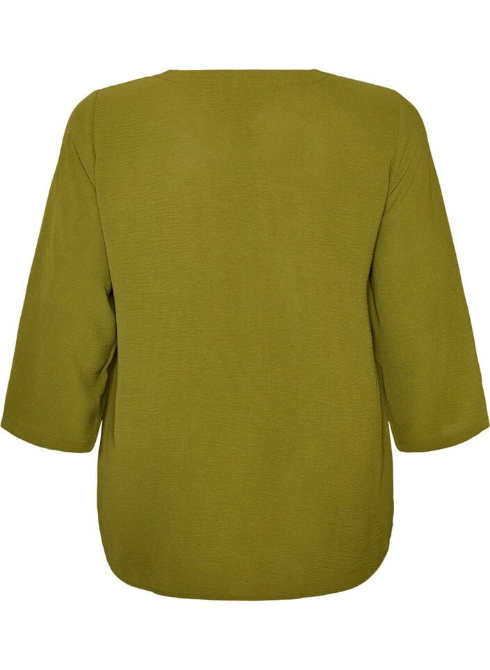 Bluse med 3/4 ermer, Gr&oslash;nn, Packshot image number 1