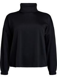 Bluse i modalblandet kvalitet med halvpolo, Black
