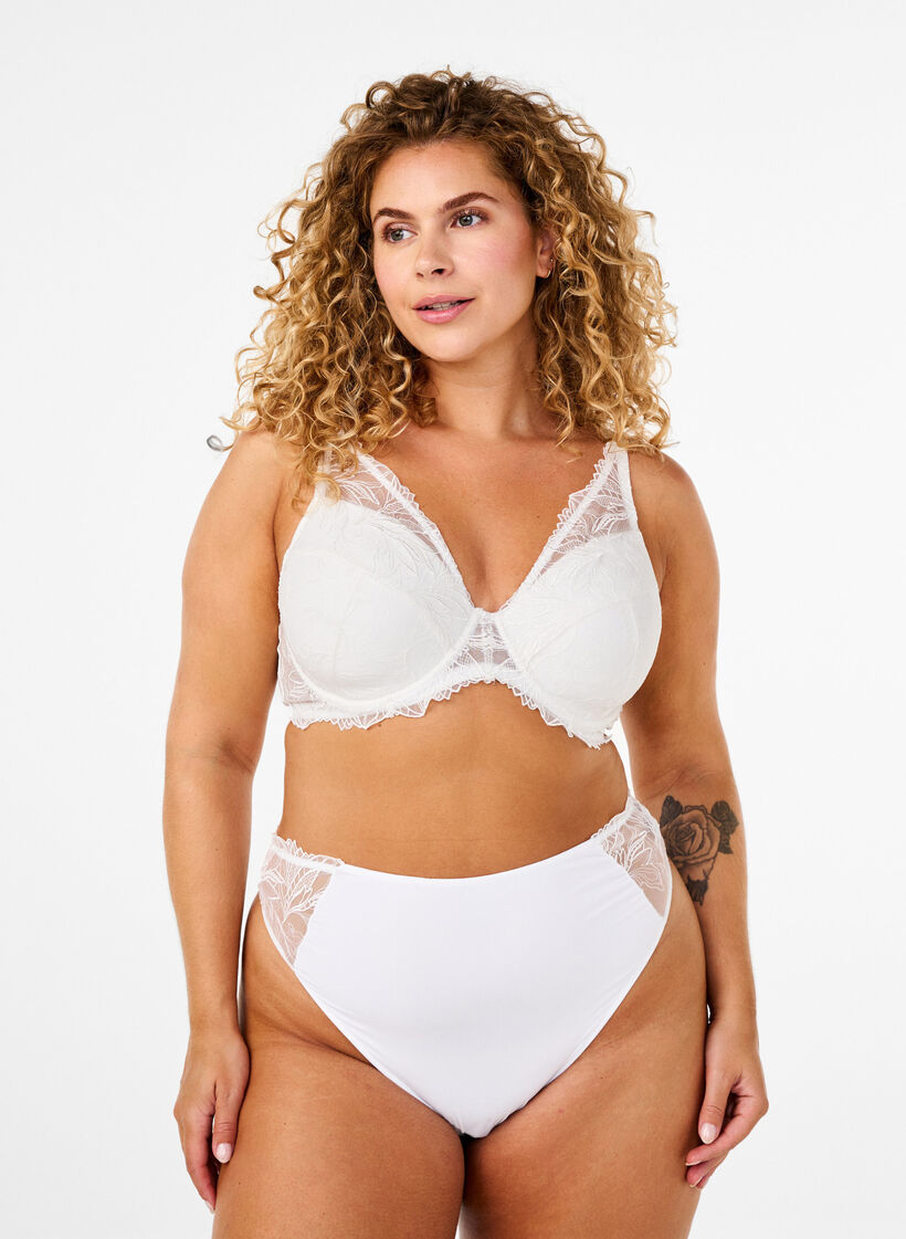 Mikrofiberstring med blonde, Hvit, Model image number 0