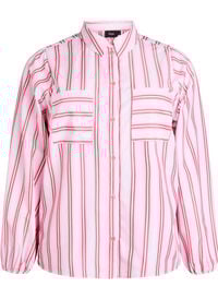 Løs skjorte med striper og lange ermer, Rosa Løs skjorte med striper og lange ermer