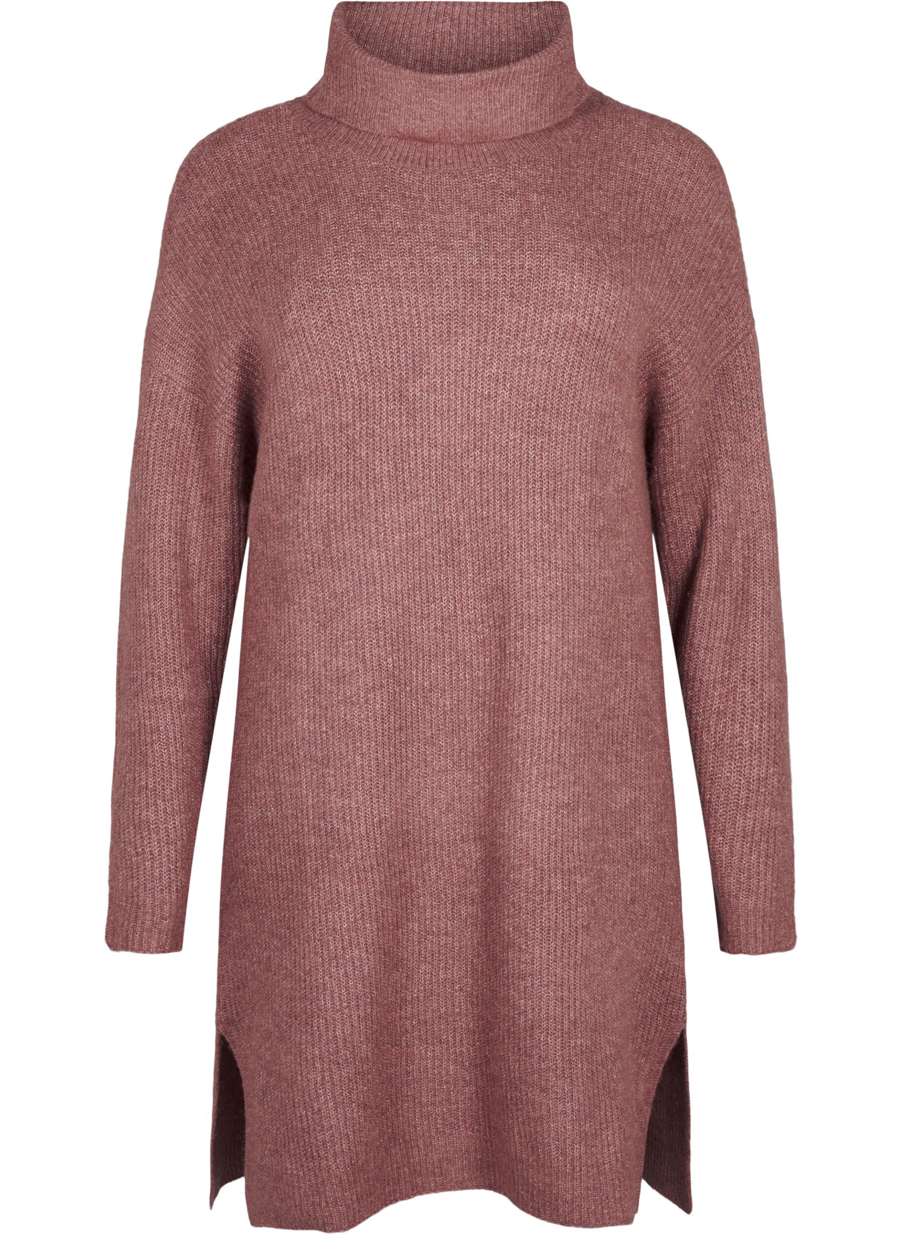 ZizziStrikket kjole med h&oslash;y hals, Rosa, Packshot image number 0