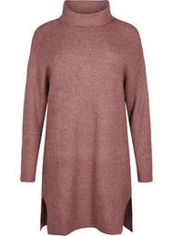 Strikket kjole med h&oslash;y hals, Rosa