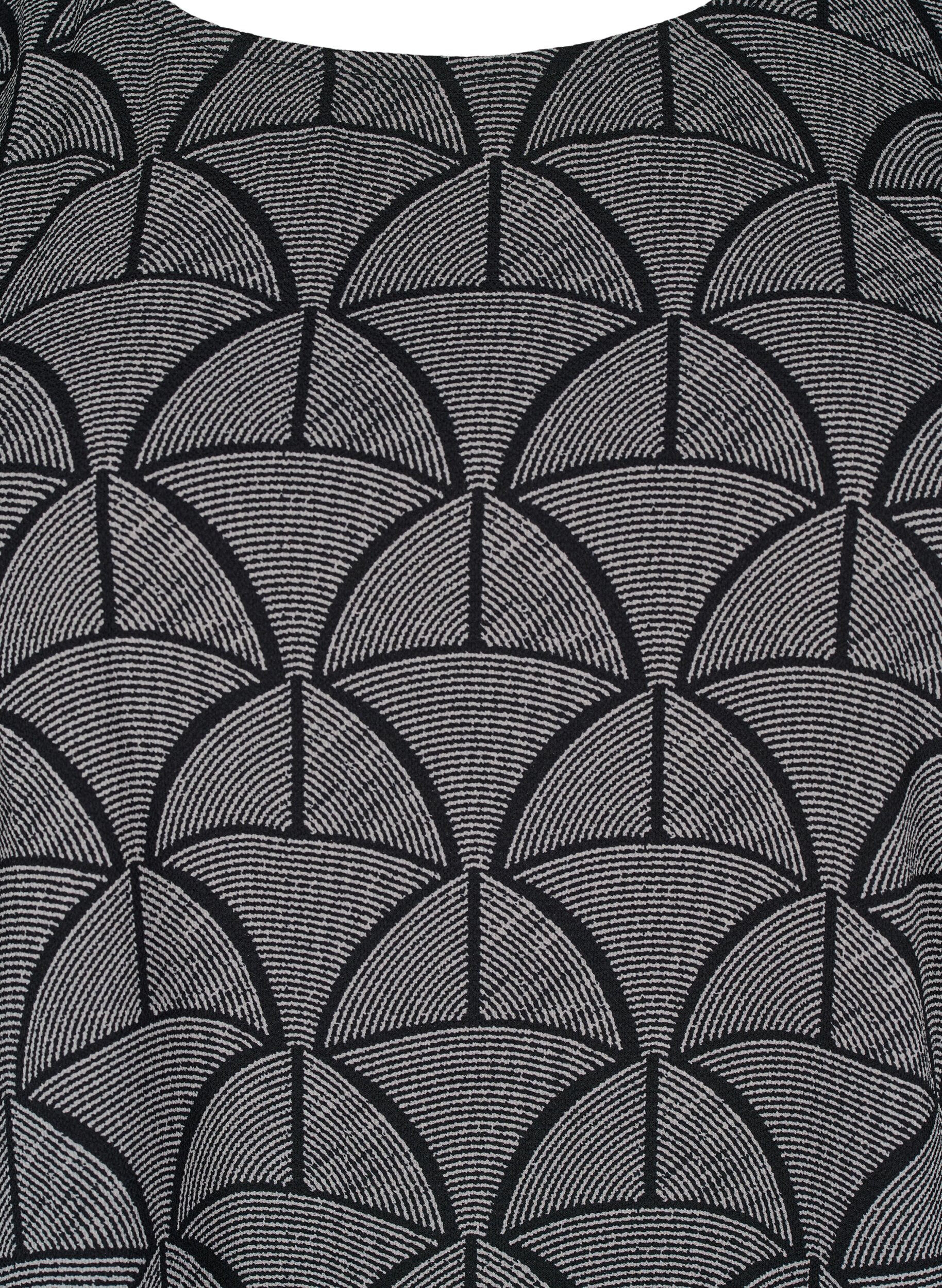 Zizzi Kortermet bluse med trykk, Black Grey Graphic , Packshot image number 2