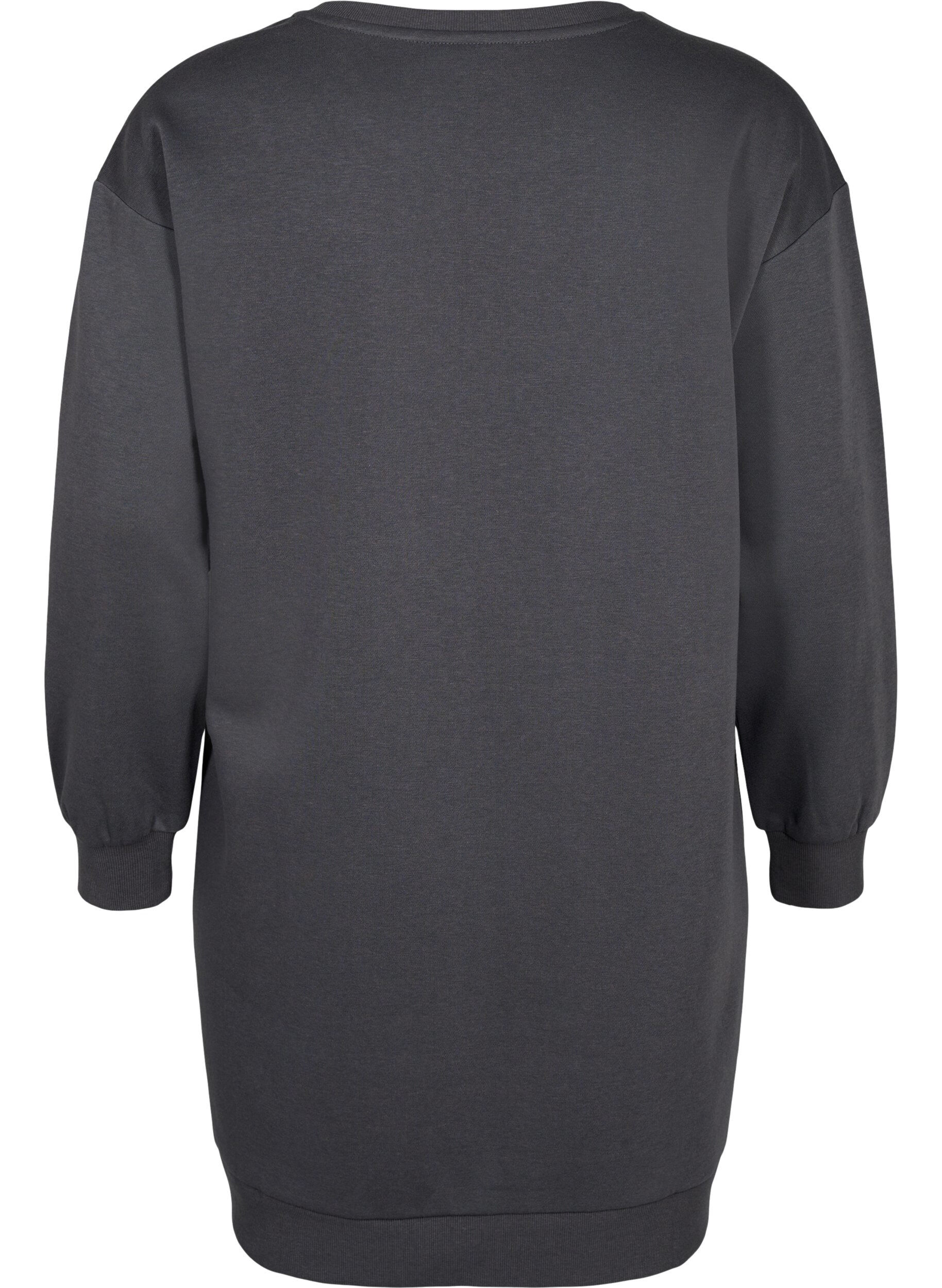 ZizziJoggekjole med broderte detaljer, Dark Grey, Packshot image number 1
