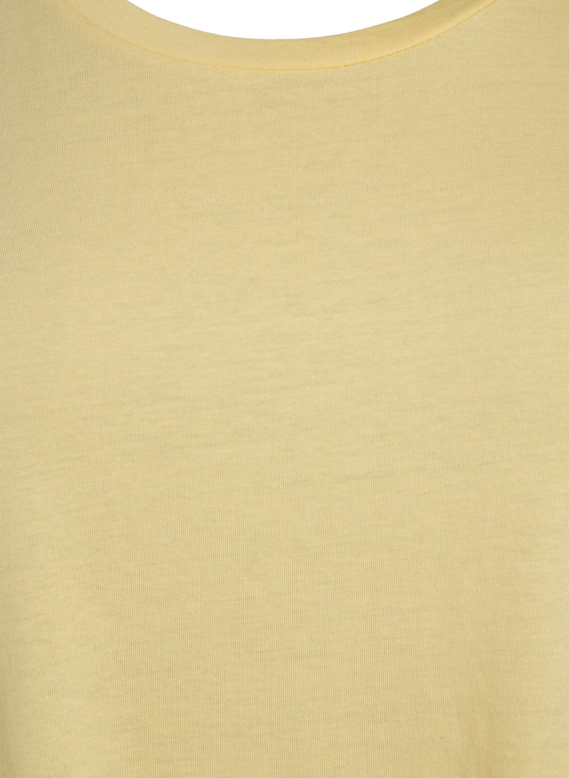 Zizzi Kortermet T-skjorte i bomullsblanding, Gul, Packshot image number 2