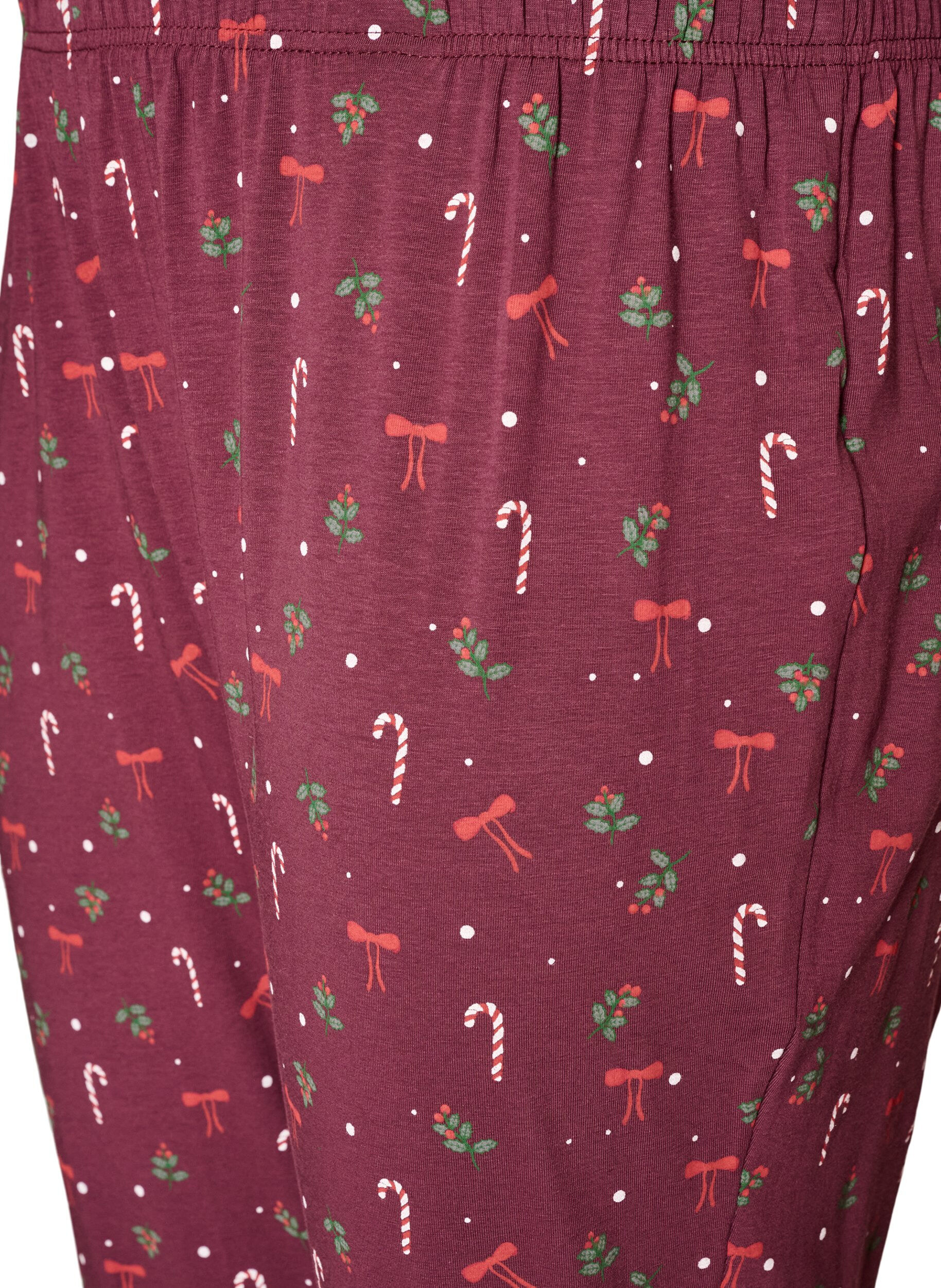 ZizziPyjamasbukser med trykk, M&oslash;rk Bordeaux, Packshot image number 2