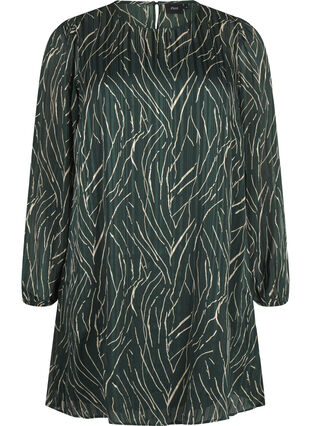 Zizzi Kort mønstrete kjole med rund hals, Scarab Safari AOP, Packshot image number 0